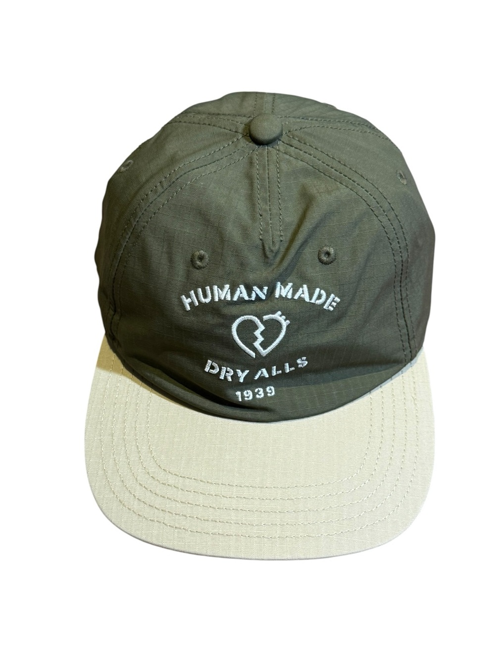 Human Made Olive & Beige Embroidered Heart Logo Cap
